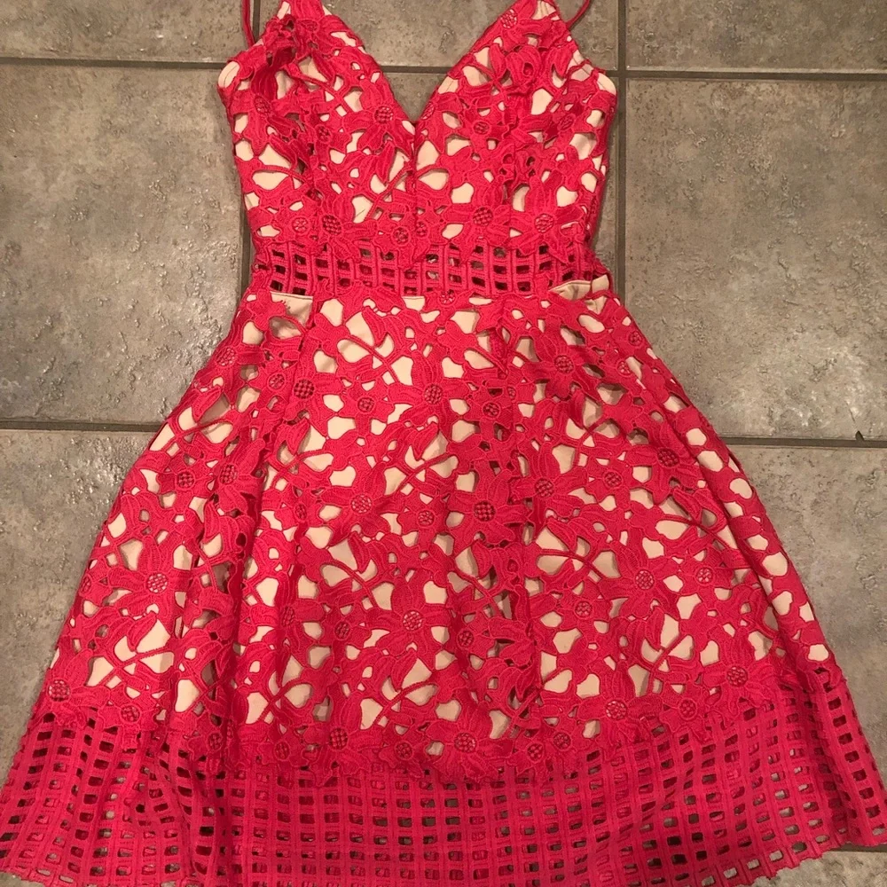 🎉HP🎉Lovers + Friends Hot Pink Bellini Lace Dress - Picture 8 of 11